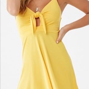 yellow cutout tie front dress size small